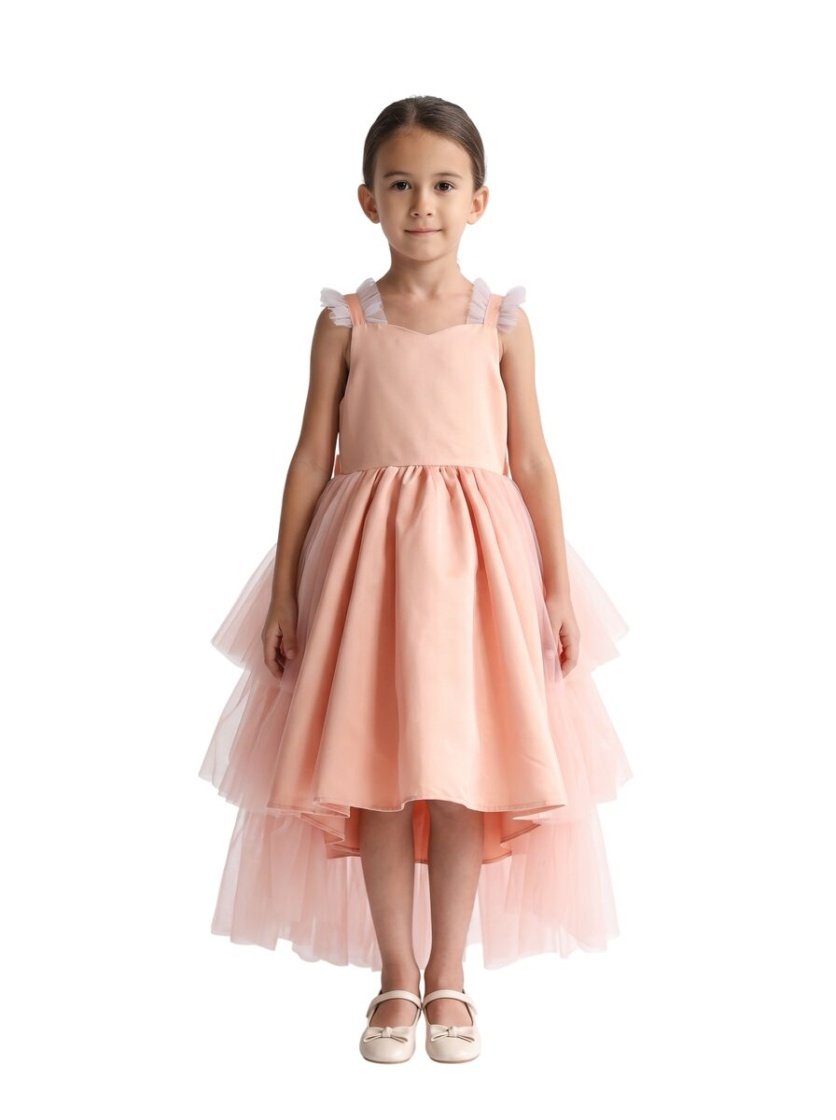 Sleeveless Long Tail Dress Light Orange