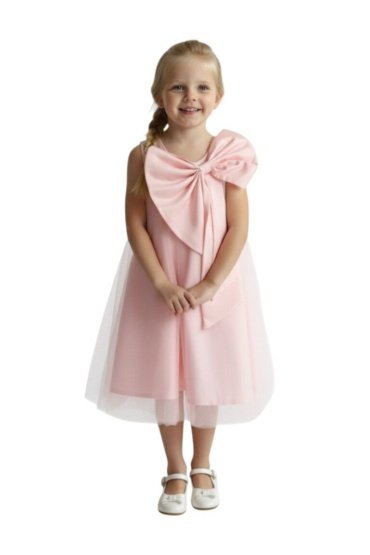 Big Bow Front Party Dress Bean Powder
