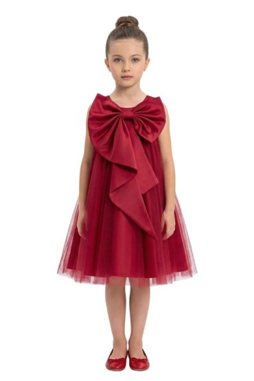Big Bow Front Party Dress Red