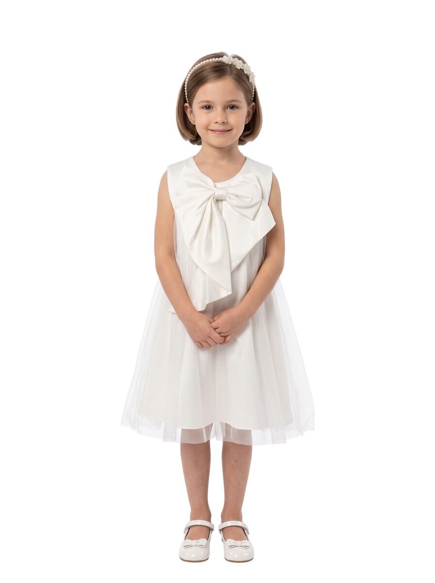 Big bow party dress White