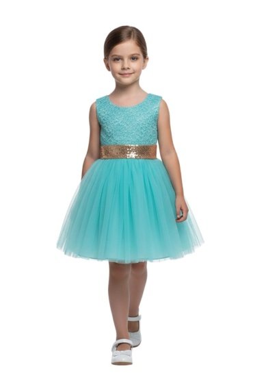 Beaded Floral Lace Bow Flower Girl Dress Green