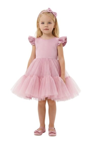 Front Ruffled Mesh Dress Onion Pink