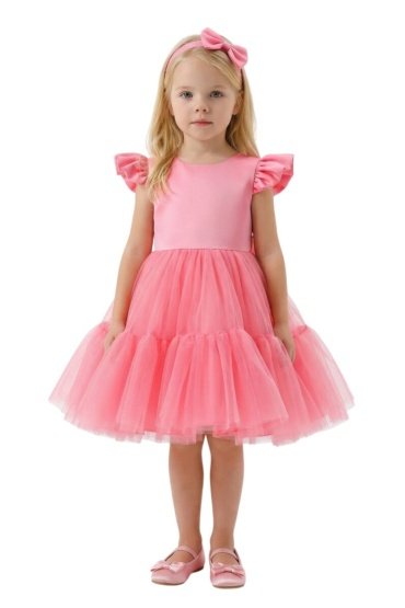 Front Ruffled Mesh Dress Pink