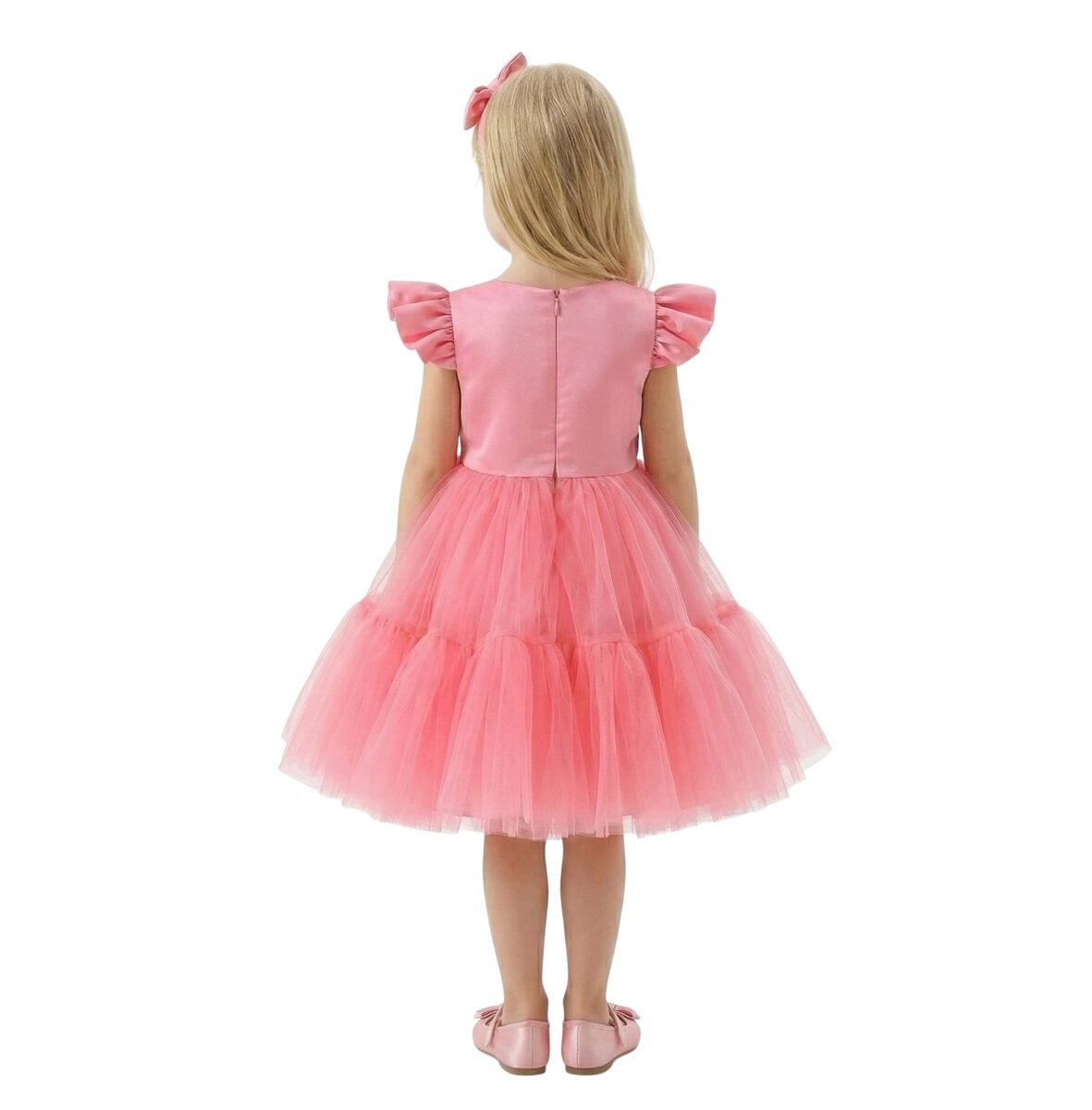 Front Ruffled Mesh Dress Pink – photo 2