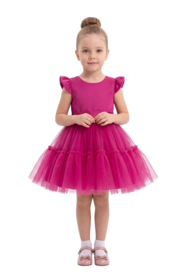 Front Ruffled Mesh Dress Rose