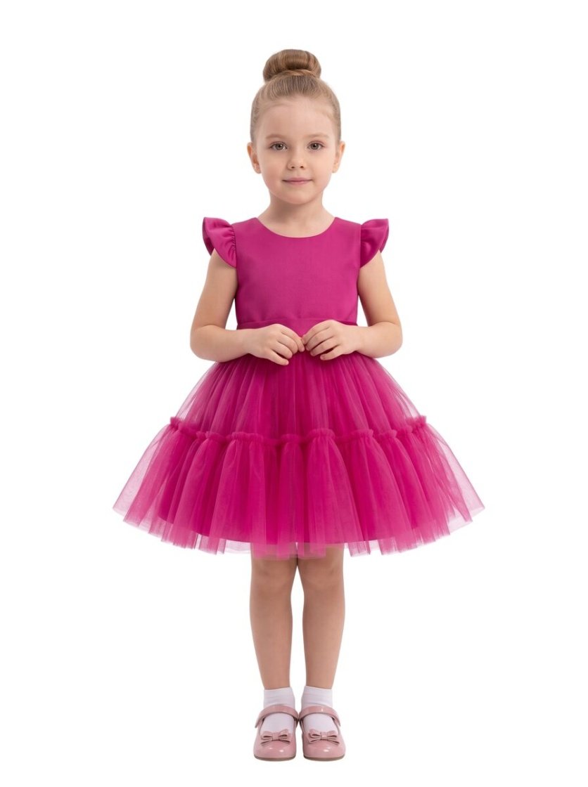 Front Ruffled Mesh Dress Rose