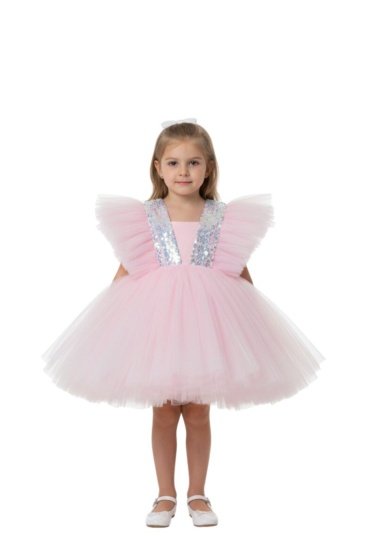Dragonfly Dress with Sequins Light Pink
