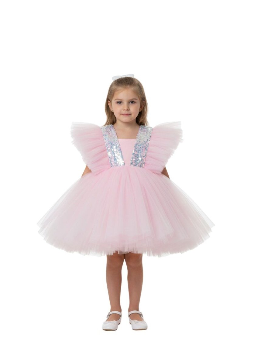 Dragonfly Dress with Sequins Light Pink