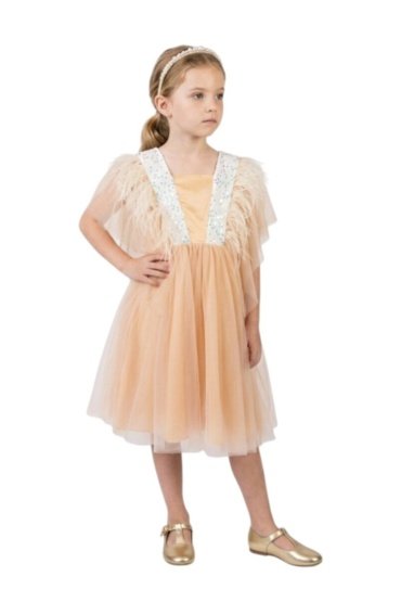 Dragonfly Dress with Sequins Mustard Yellow
