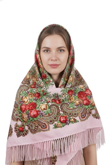 Nelli Womens Scarves Traditional Eastern European Large Size Square Cotton Long Tassel Print Shawl Blue with Flowers 140 cm