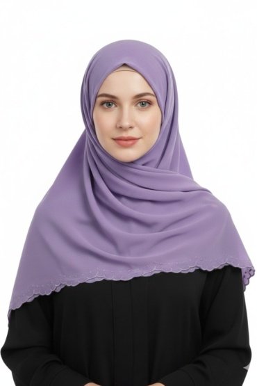 Stacy Chiffon Scarf Muslim Shawl - Purple