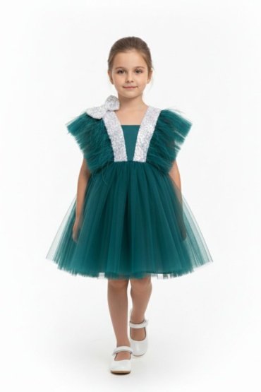 Dragonfly Dress with Sequins Green