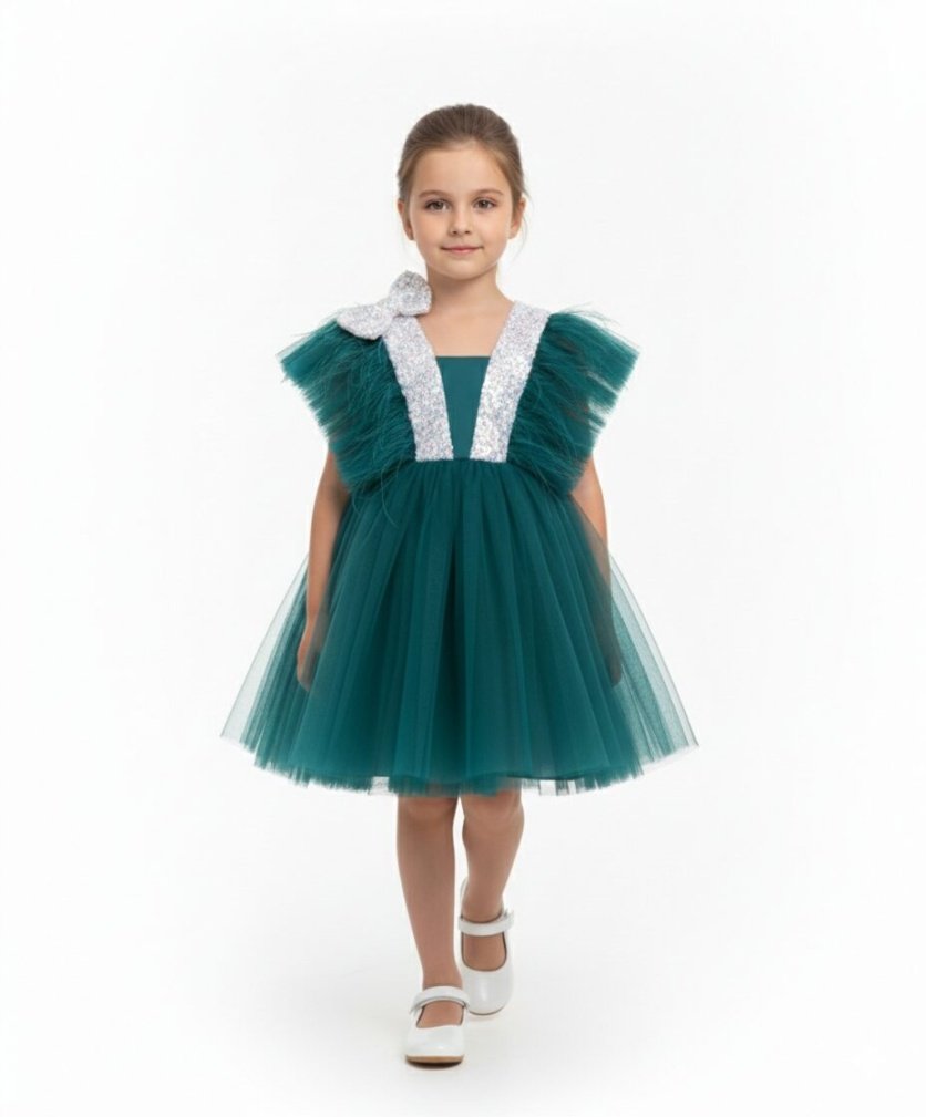 Dragonfly Dress with Sequins Green
