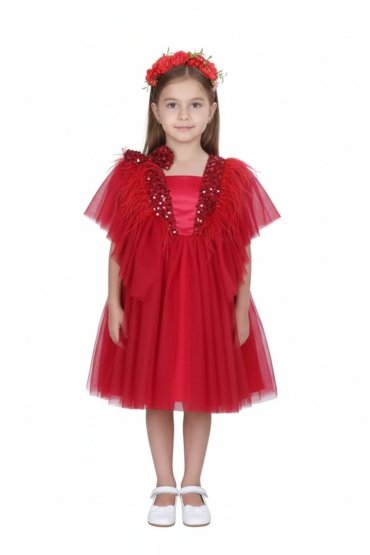 Dragonfly Dress with Sequins Red