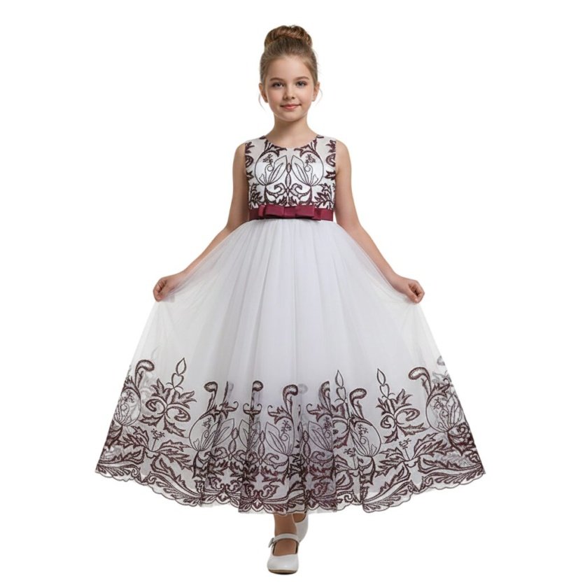 Lace Applique Ball Gown Maroon Red