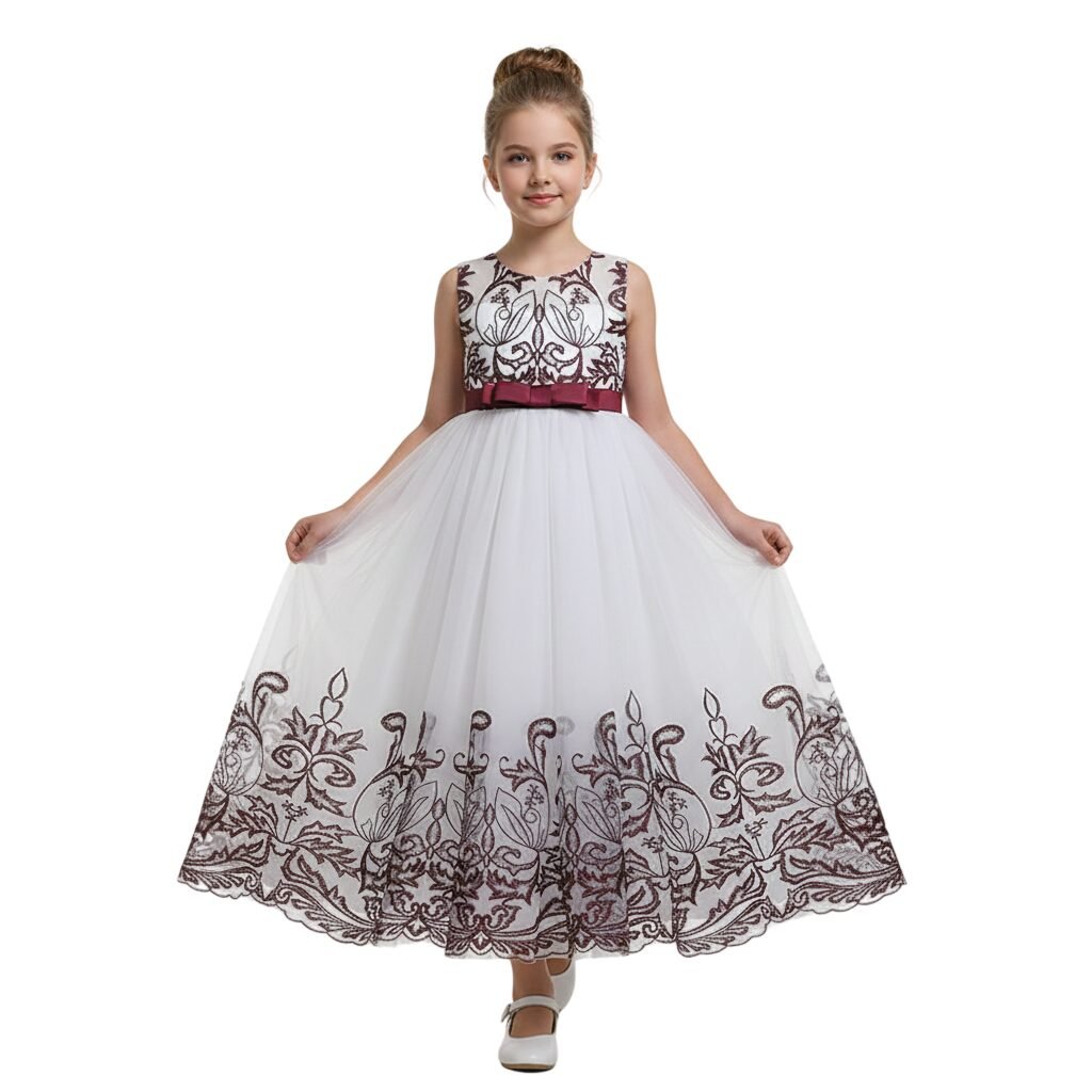 Lace Applique Ball Gown Maroon Red