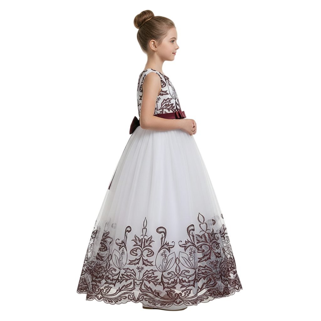 Lace Applique Ball Gown Maroon Red – photo 2