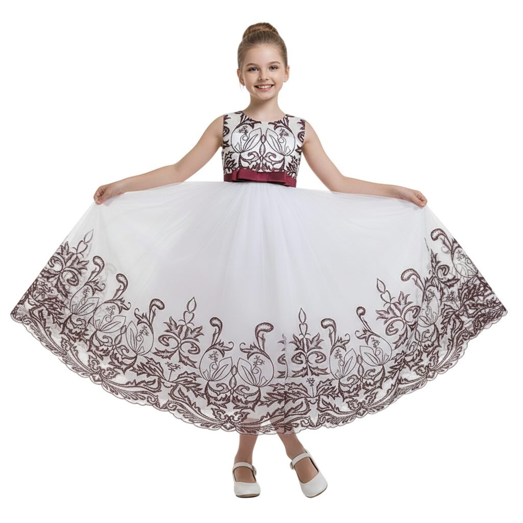 Lace Applique Ball Gown Maroon Red – photo 3