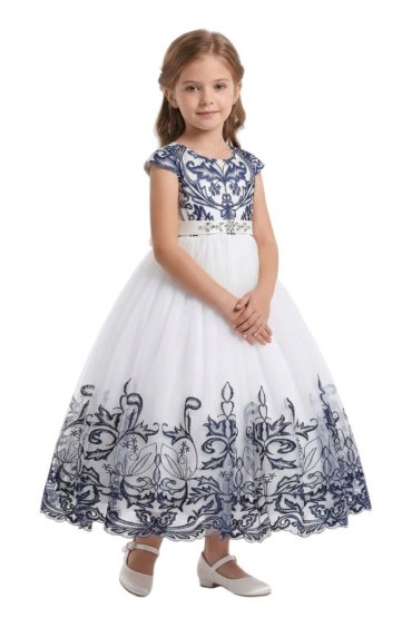 Lace Applique Ball Gown Royal Blue