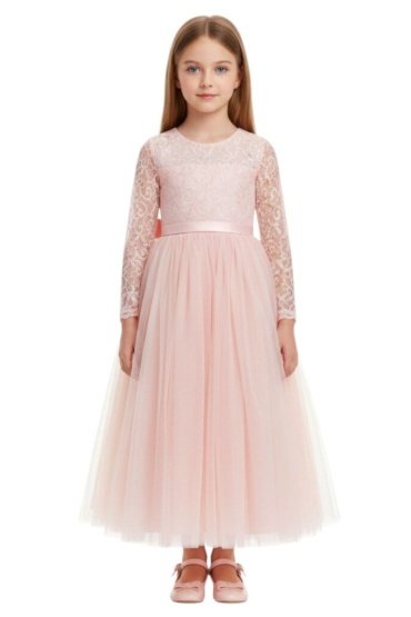 Lace Half Sleeve Shrimp Pink Dress