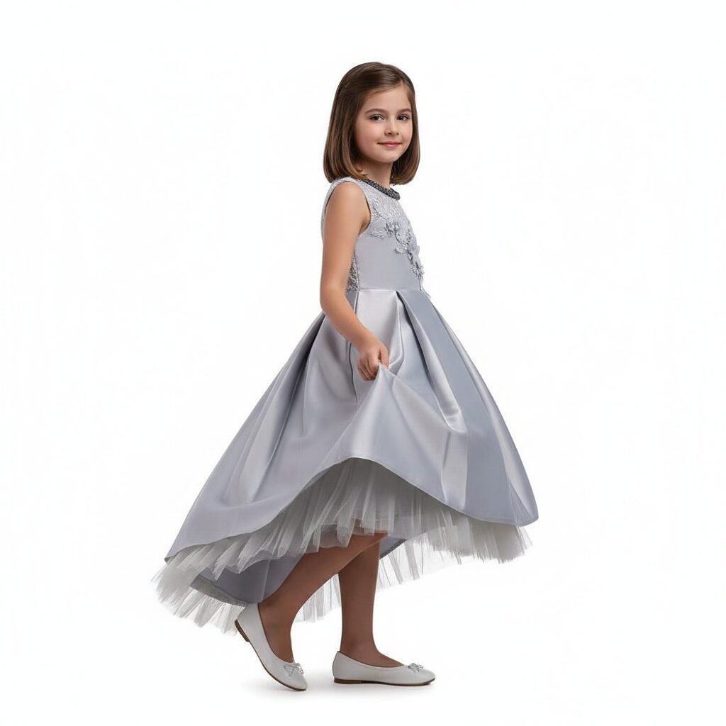 Long Tail Flower Girl Dress Grey – photo 2