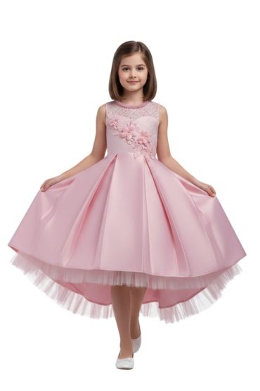 Long Tail Flower Girl Dress Pink