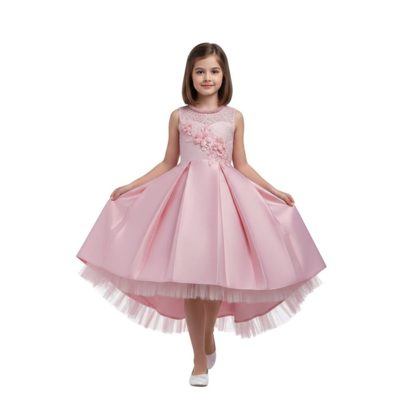 Long Tail Flower Girl Dress Pink