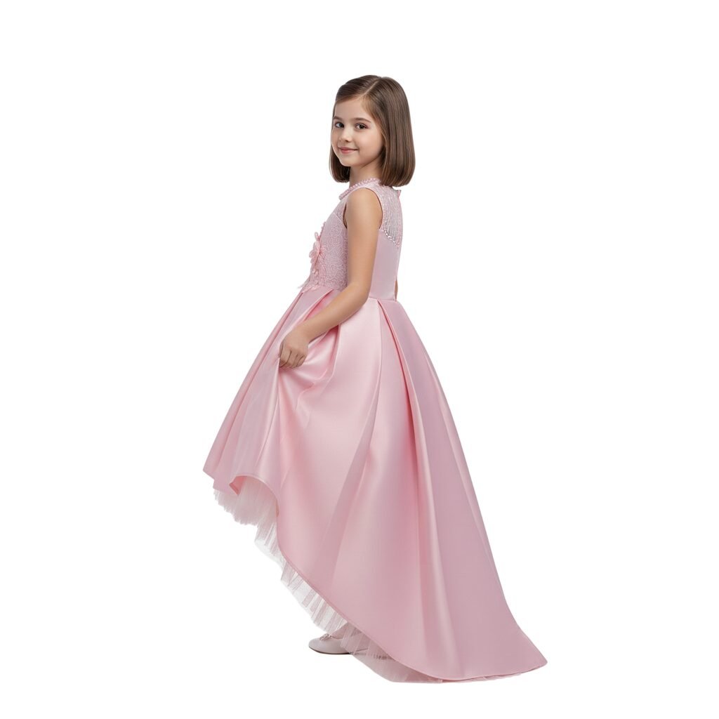 Long Tail Flower Girl Dress Pink – photo 2