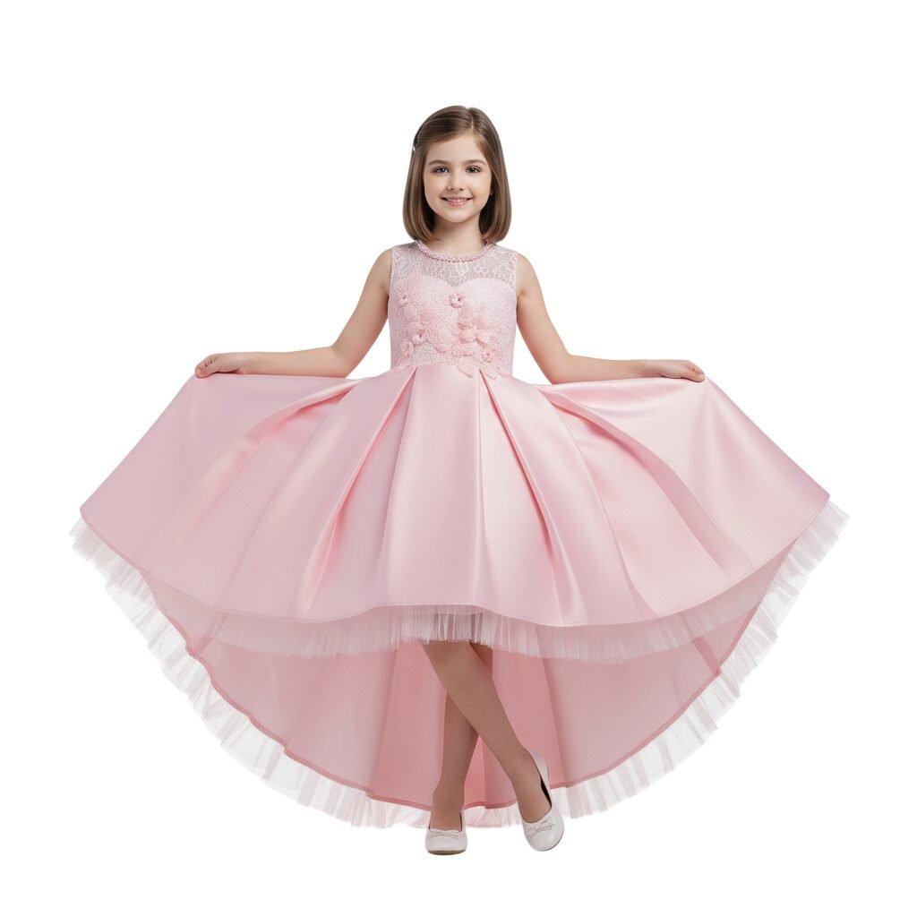 Long Tail Flower Girl Dress Pink – photo 3