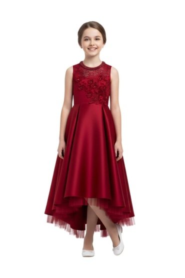 Long Tail Flower Girl Dress Red