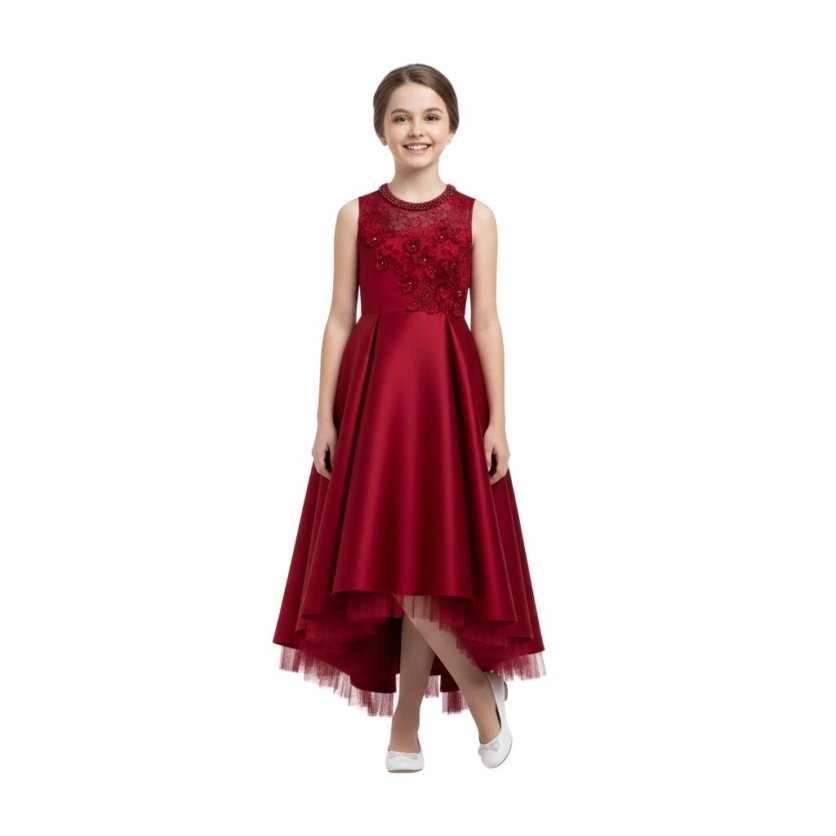 Long Tail Flower Girl Dress Red