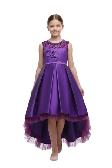 Long Tail Flower Girl Dress Purple