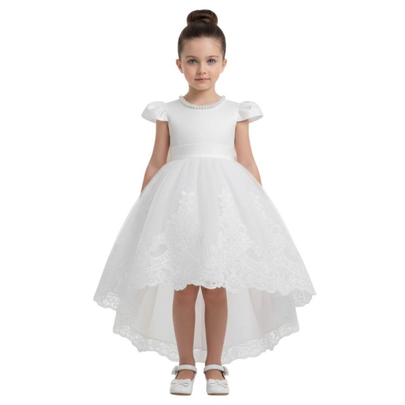Little Princess Party Dress Girl Flamingo White – Princess dress for girls – D'Daniela