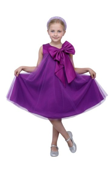 Big Bow Front Party Dress Dark Purple