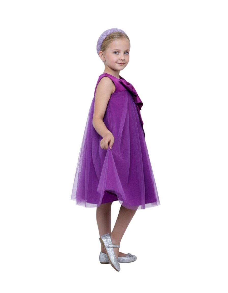 Big Bow Front Party Dress Dark Purple – photo 2