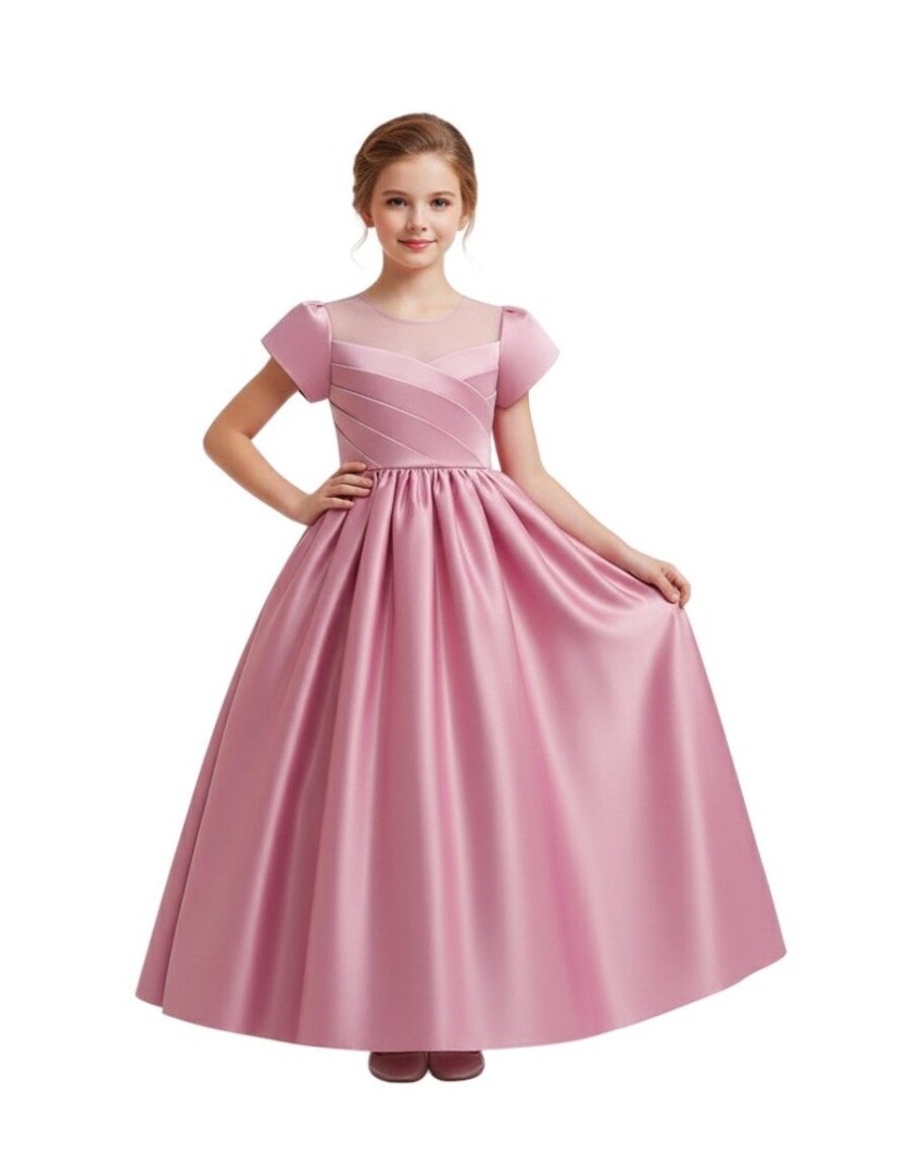 Amy Party Dress Long Powder Pink Colour