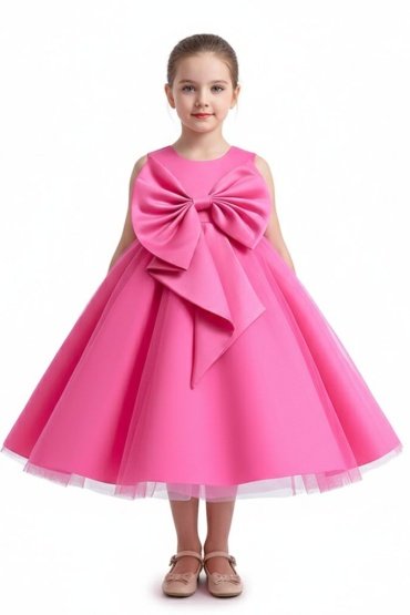 Big Bow Front Party Dress Dark Purple
