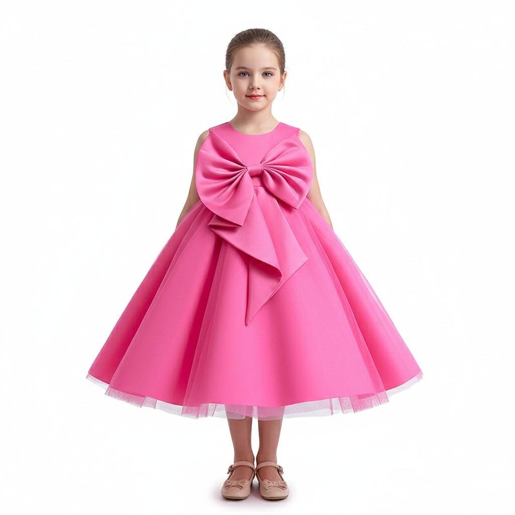 Big Bow Front Party Dress Dark Purple
