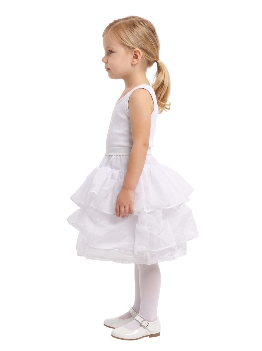 Kids White Underskirt Pageant Princess Puffy Petticoat Decorative Dress Crinoline Pannier Hoops Underskirt Slip for Children Girls – photo 2