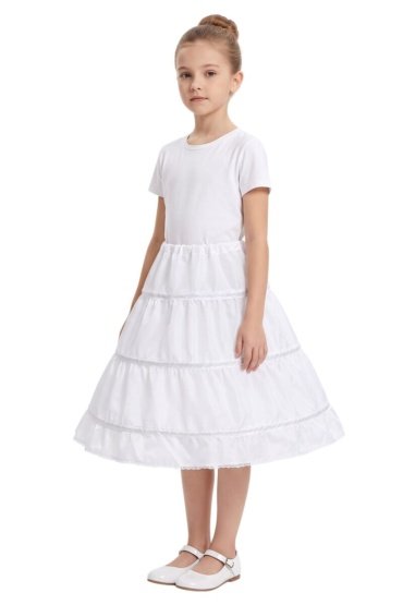 Kids White Underskirt Pageant Princess Puffy Petticoat Decorative Dress Crinoline Pannier Hoops Underskirt Slip for Children Girls