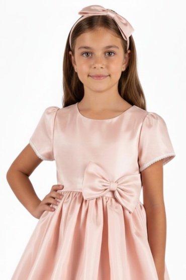 Charlotte Pink Dress Embroidery Lace with Headband