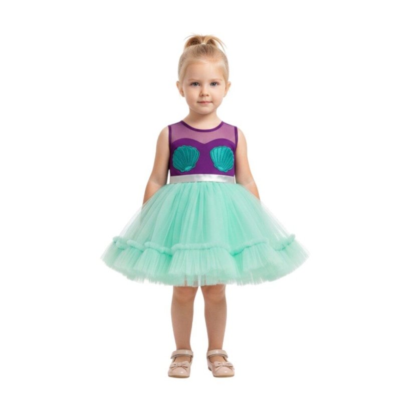 Oceanic Charm Dress - Mint Blue with Purple