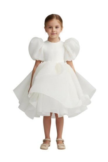 Puff Sleeve Dress White