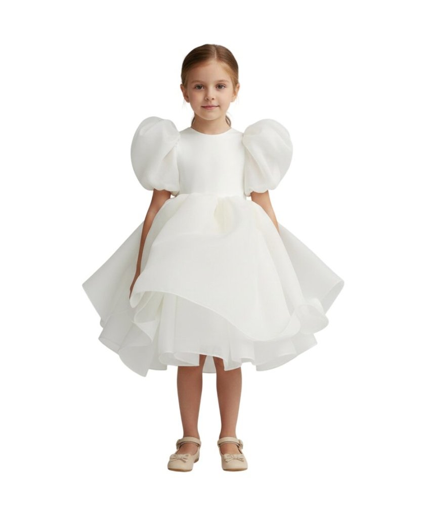 Puff Sleeve Dress White