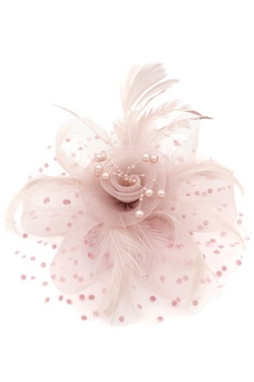 D'Daniela Monalisa Fascinator Tea Party Hat - Headband & Clip - Peach
