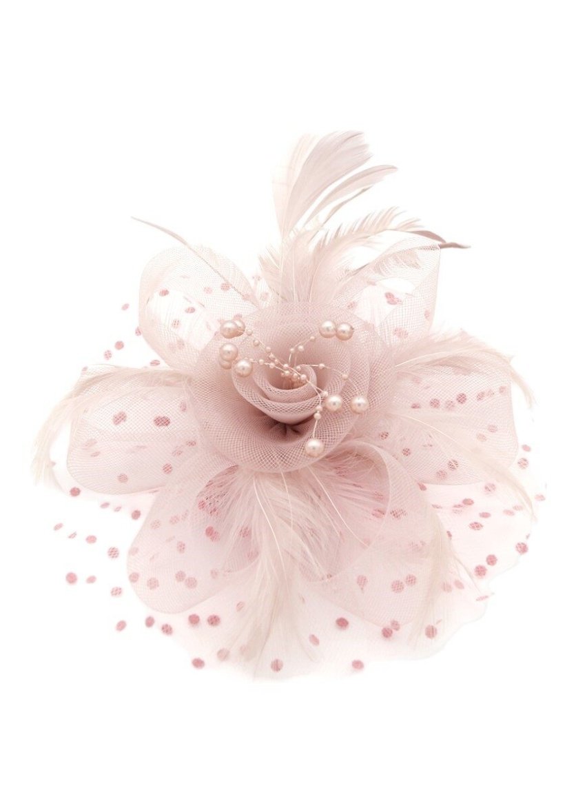 D'Daniela Monalisa Fascinator Tea Party Hat - Headband & Clip - Peach