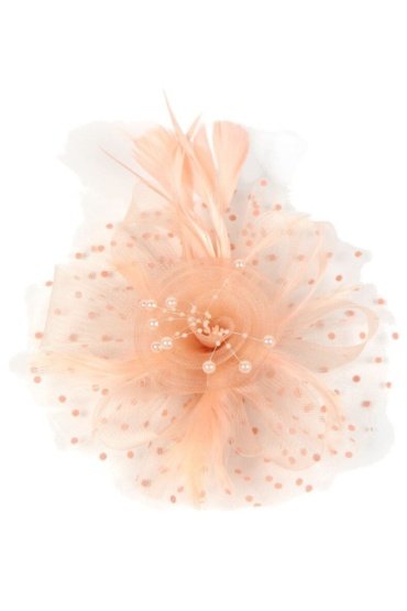 D'Daniela Monalisa Fascinator Tea Party Hat - Headband & Clip - Peach