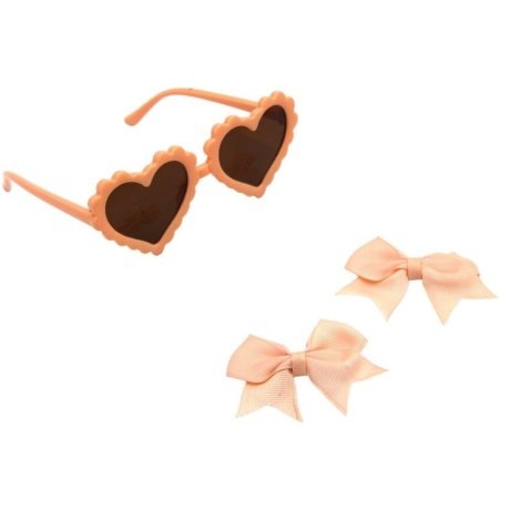 Yasmin Heart Shaped Glasses and Bow Barrette Clip Set For Babies and Girls - Peach