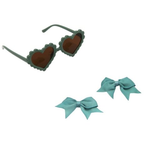 Yasmin Heart Shaped Glasses and Bow Barrette Clip Set For Babies and Girls - Turquoise