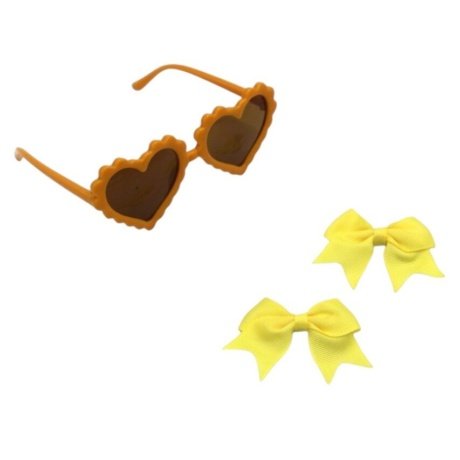 Yasmin Heart Shaped Glasses and Bow Barrette Clip Set For Babies and Girls - Yellow